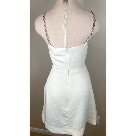 Jonathan Simkhai Ellis Cutout Silver Chain Egret White Mini Dress Size 4 - Picture 7 of 9